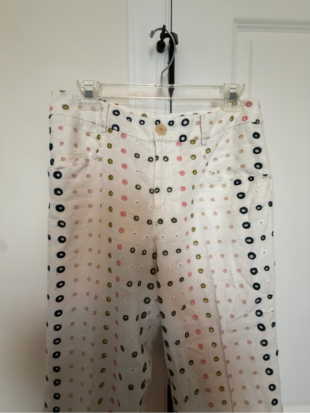 Anthropologie ett:twa Linen Eyelet Wide Leg Sz 6 - Picture 5 of 7
